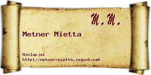 Metner Mietta névjegykártya